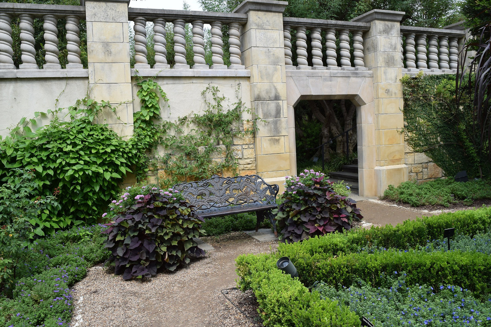 Formal garden with benches